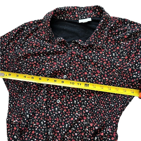 J Jill black dress with buttons and flower print and shirt sleeves - Picture 7 of 9